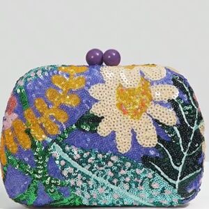 Colorful Sequin Floral Clutch – Evening Bag with Beaded Detail